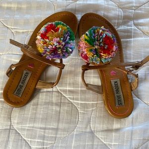 Steve Madden Pom Pom Sandals for kids size 2